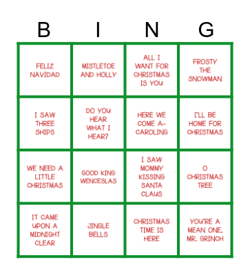 Femme's Kerst Bingo Card