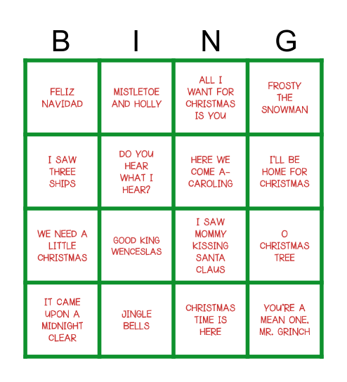 Femme's Kerst Bingo Card