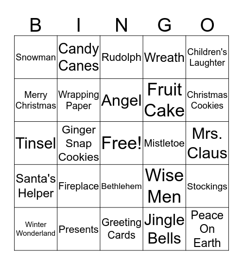 CHRISTMAS BINGO Card