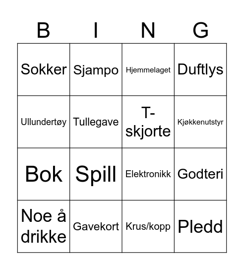 Jul Bingo Card