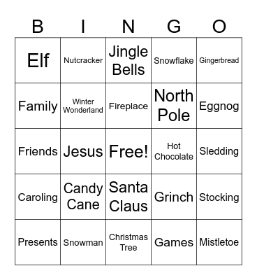 Happy Holidays Bingo Card