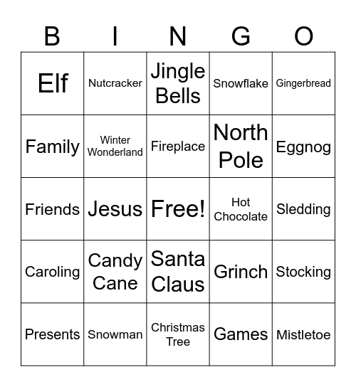Happy Holidays Bingo Card