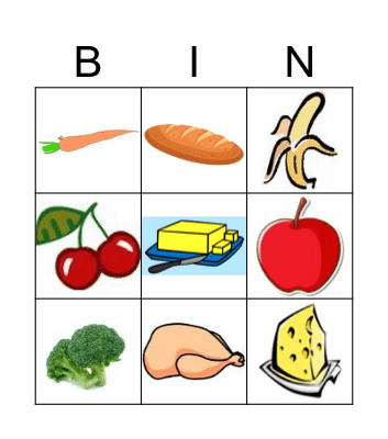 FOOD BINGO Card