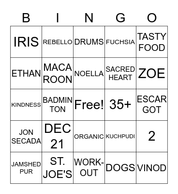 SELMA  CELEBRATION Bingo Card