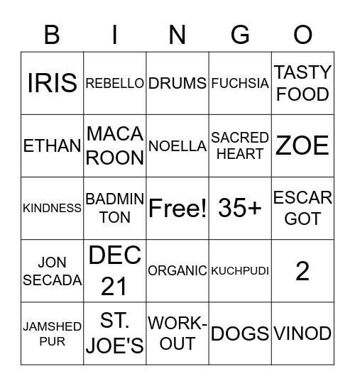 SELMA  CELEBRATION Bingo Card