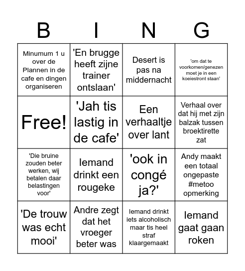 Kerstavond Bingo Card