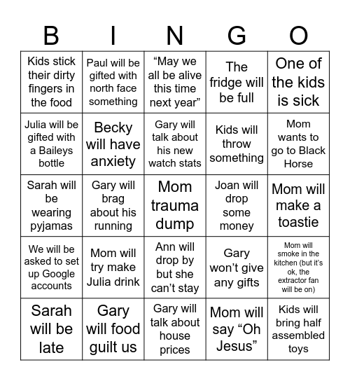 Christmas Bingo Card