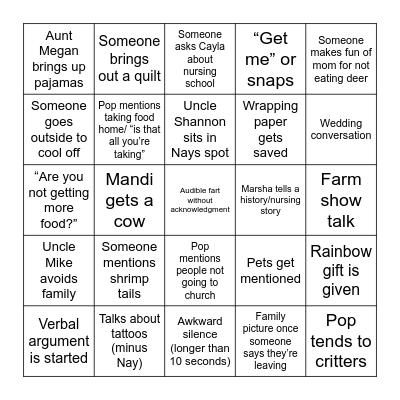 Frederick X-Mas Bingo Card