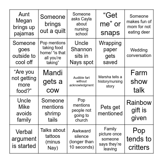Frederick X-Mas Bingo Card