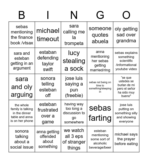 casa jax christmas Bingo Card