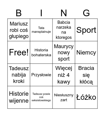 Święta u Kilianów Bingo Card