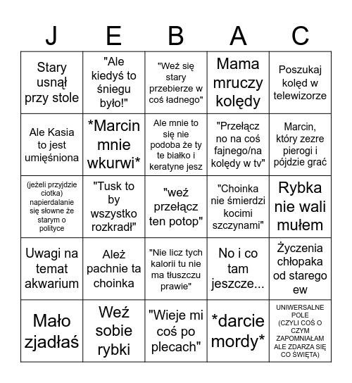 Święta edition 2k25 Bingo Card