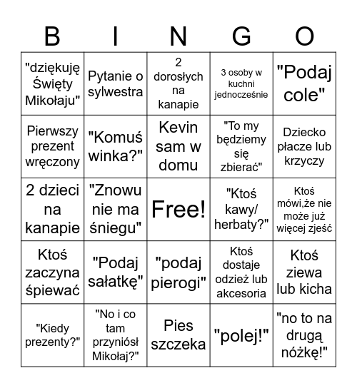 Wigilia bingo Card