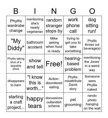 Phyllis for the Holidays Bingo Card