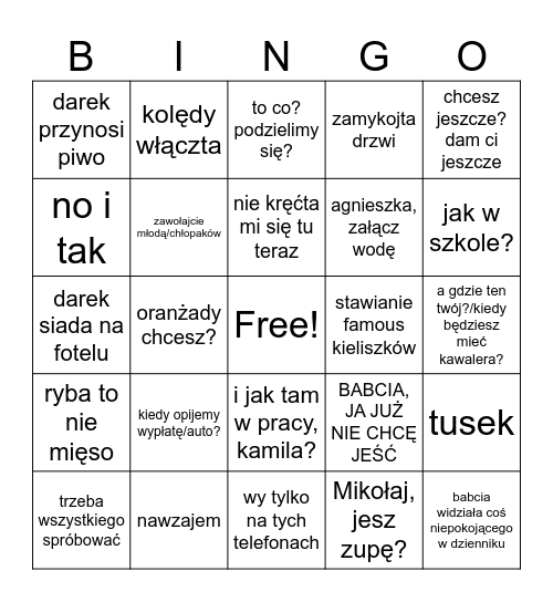 WIGILIA BINGO Card