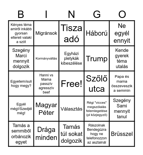 Karácsonyi Bingo 26-27-ére Bingo Card