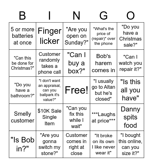 FCJ Christmas Bingo Card