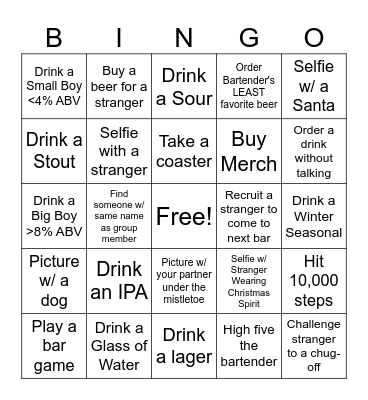 Christmas Beer Bingo Card