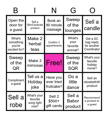 HAPPY HOLIDAYS! Bingo Card
