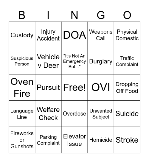 Dispatch Christmas Bingo Card