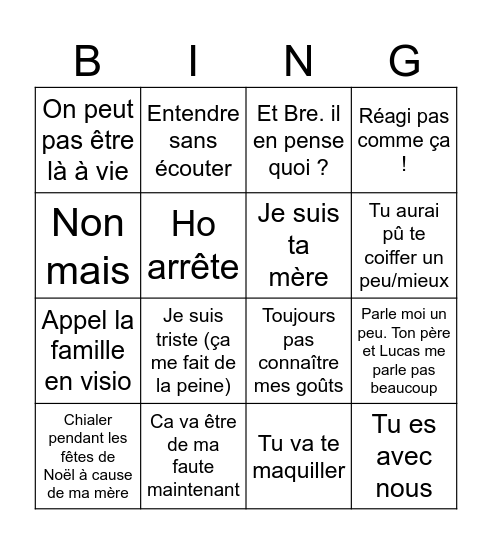 Encore un Noël ... Bingo Card