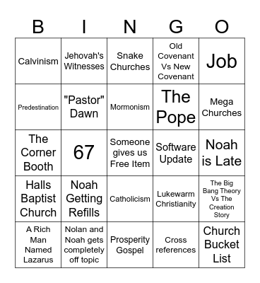 Bible Study Bingo Card