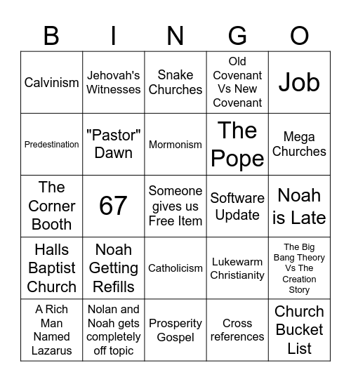 Bible Study Bingo Card