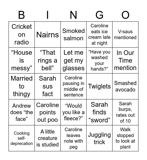 Jam bingo Card