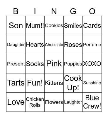 Blue Crew Mothers Day!! Bingo Card