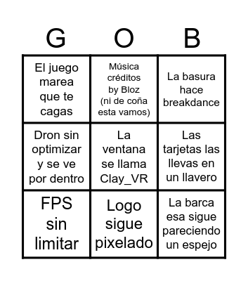 Banban VR Bingo Card