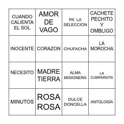 BINGO MUSICAL Bingo Card