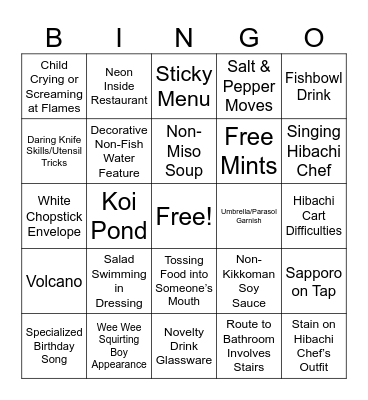 HIBACHI BINGO Card