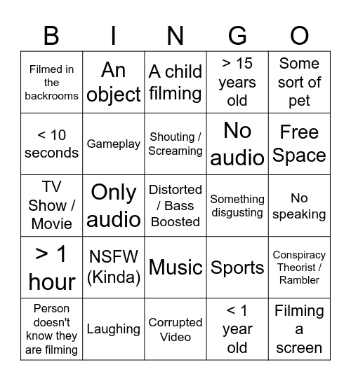 YouTube Slop Bingo Card
