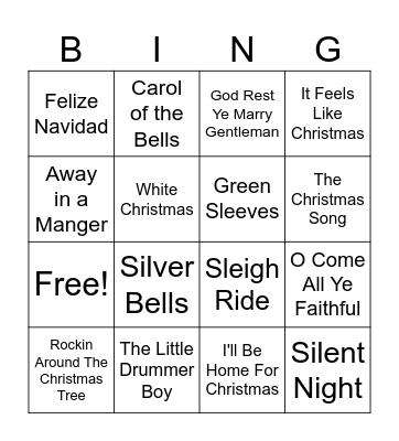 Christmas Music Bingo Card