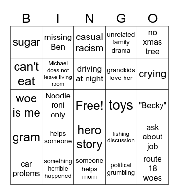 xmas eve Bingo Card