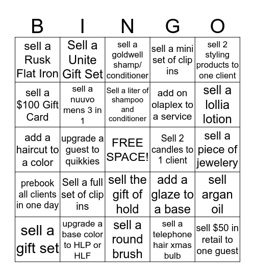 NUUVO HOLIDAY BINGO!  Bingo Card