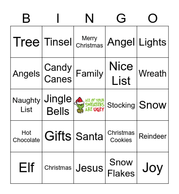 Ugly Sweater Party 2025 Bingo Card