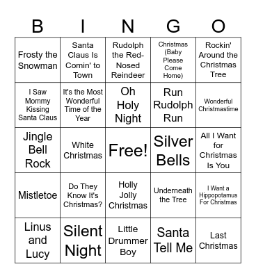 Christmas Music Bingo Card
