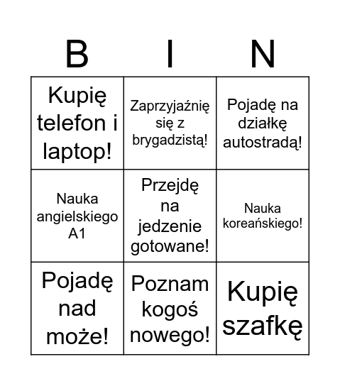 Bingo 2026r. Bingo Card
