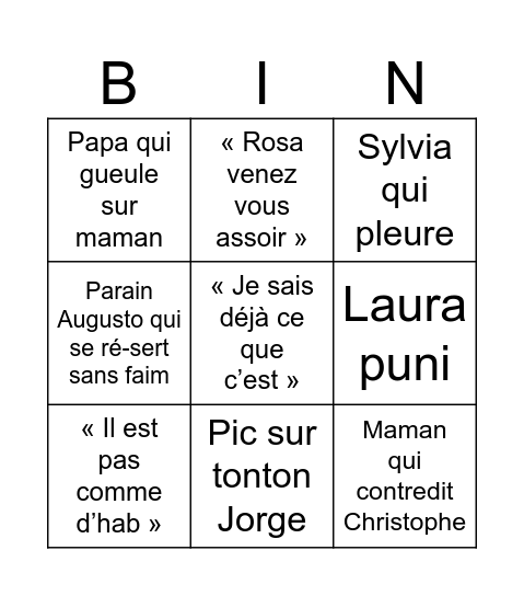 Noël 2025 Bingo Card