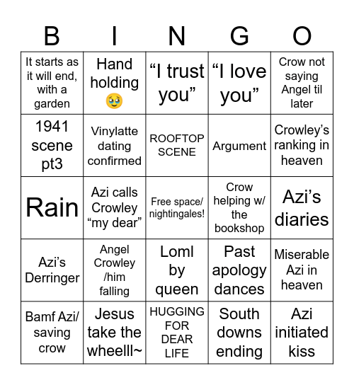 Good Omens 3 Bingo Card