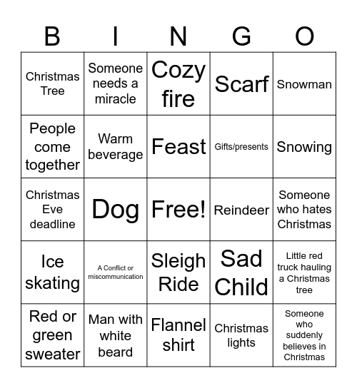Christmas Movie Bingo Card