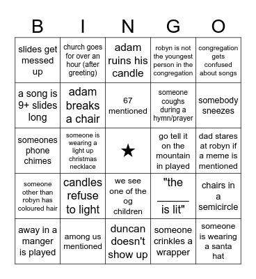 Church 2025 Bingo Card