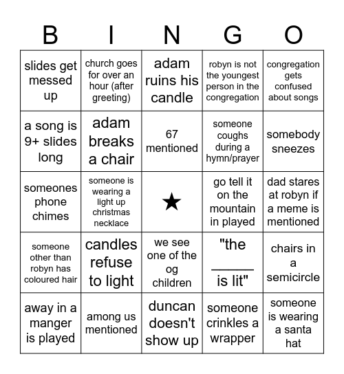 Church 2025 Bingo Card
