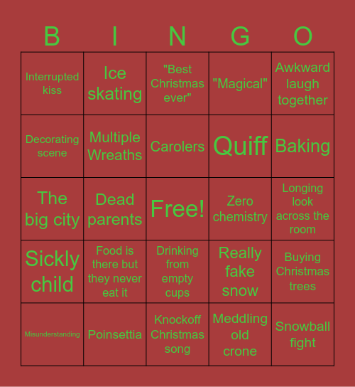 Bad Christmas Movie Bingo Card