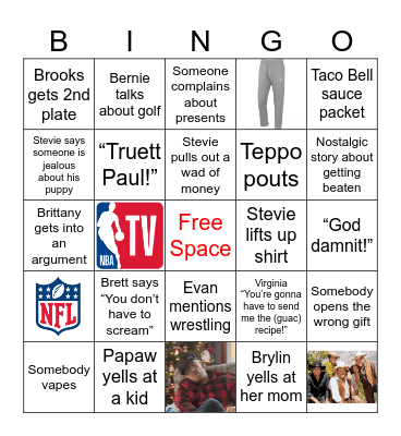 Family Chrimmuh Bingo Card