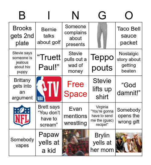 Family Chrimmuh Bingo Card