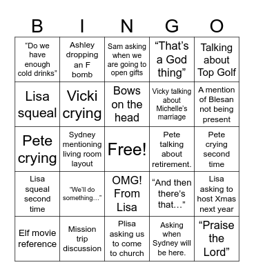 SBC XMas Bingo Card