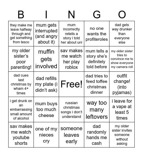 XMAS ! Bingo Card