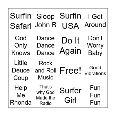 Beach Boys Bingo! Bingo Card